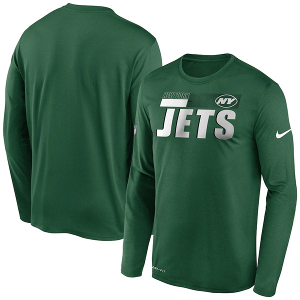 Men's New York Jets 2020 Green Sideline Impact Legend Performance Long Sleeve NFL T-Shirt